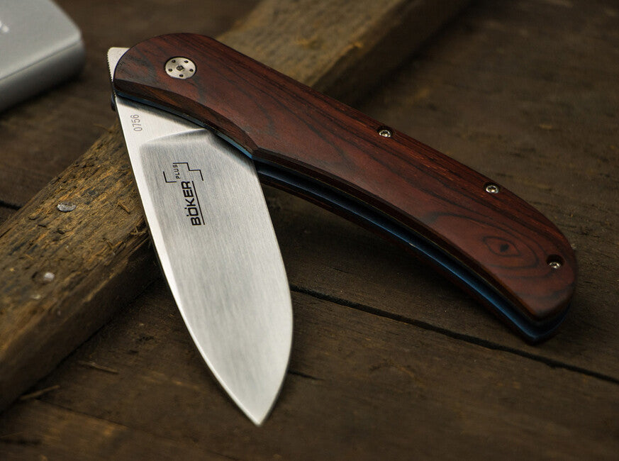 Böker Plus Exskelibur I coltello tascabile 8,9 cm, legno di cocobolo, titanio