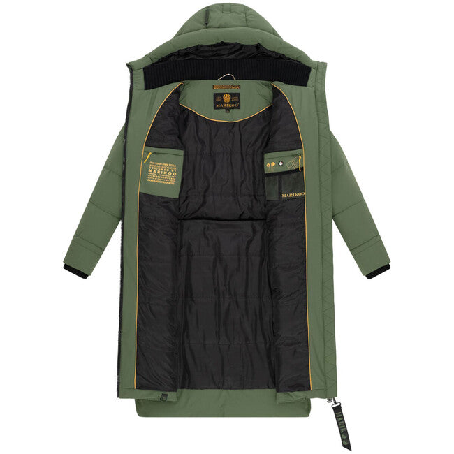 Marikoo Benikoo giacca invernale lunga da donna, verde oliva pino