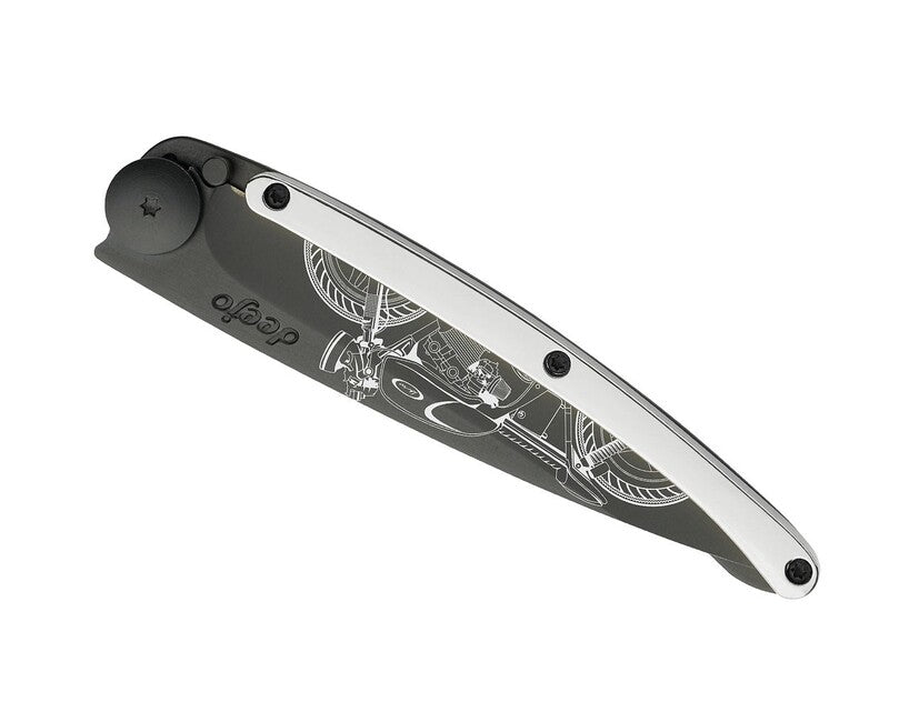 Deejo Gold Tattoo coltello Oro bianco 9kt Cafe Racer