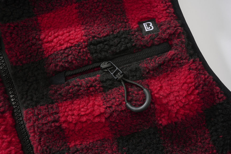 Brandit Teddyfleece gilet in pile, rosso/nero
