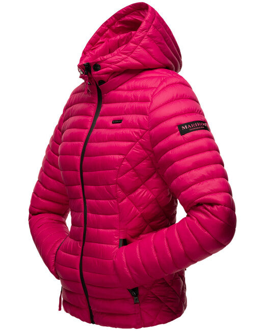 Marikoo Samtpfote giacca transitoria con cappuccio da donna, fucsia