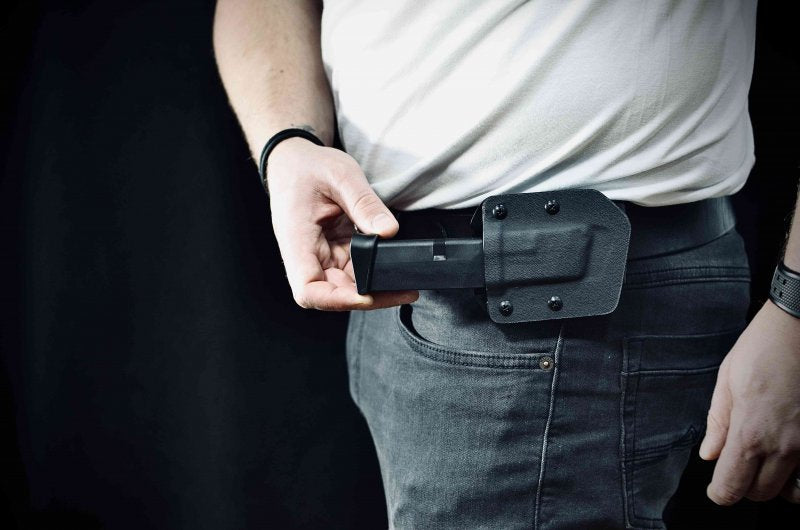 Falco F905 2021 fondina orizzontale per un caricatore Glock 19, nero sinistro