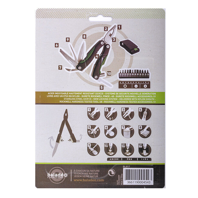 Baladeo BLI017 Locker Multifunctional Tool, Green