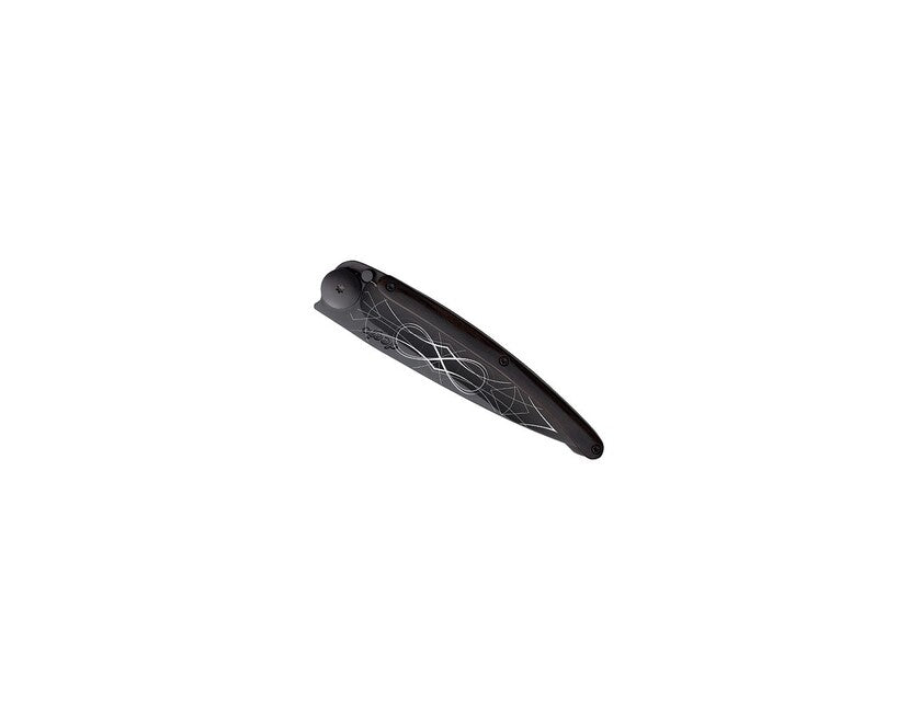 Deejo Tattoo coltello da chiusura, nero in legno d'ebano Infinity