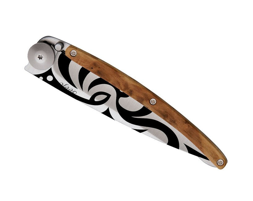Deejo Tattoo Tribale coltello di chiusura in legno di ginepro