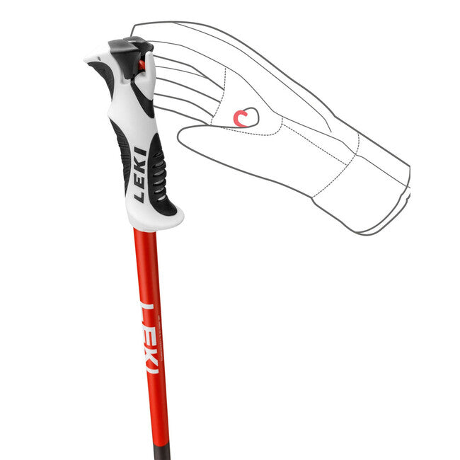 Leki Bold S bastoncini da sci, antracite scuro-rosso brillante-bianco