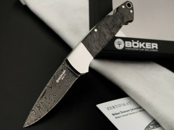 Böker Manufaktur Solingen damasco coltello da tasca 6,35 cm, damasco