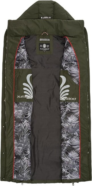 Navahoo Brezelchen gilet lungo da donna, oliva scuro
