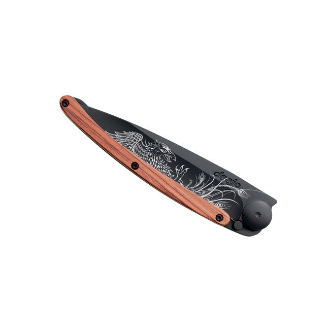 Deejo Tattoo coltello di chiusura Legno di corallo nero Phoenix