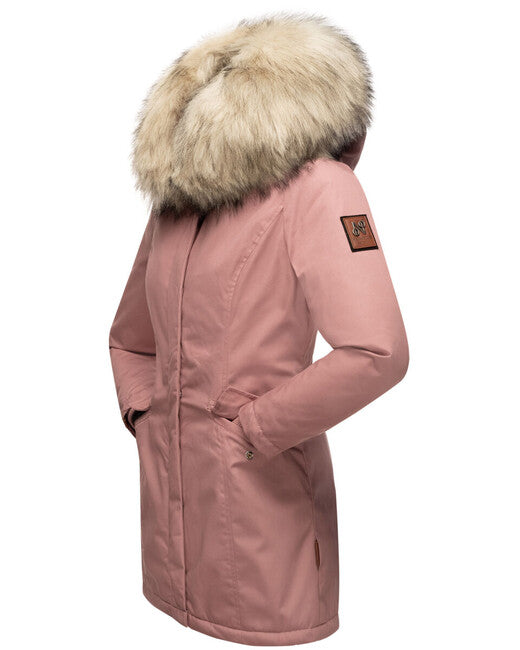 Navahoo Cristal giacca invernale da donna con cappuccio e pelliccia, rosa scuro