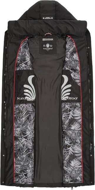 Navahoo Brezelchen gilet lungo da donna, nero
