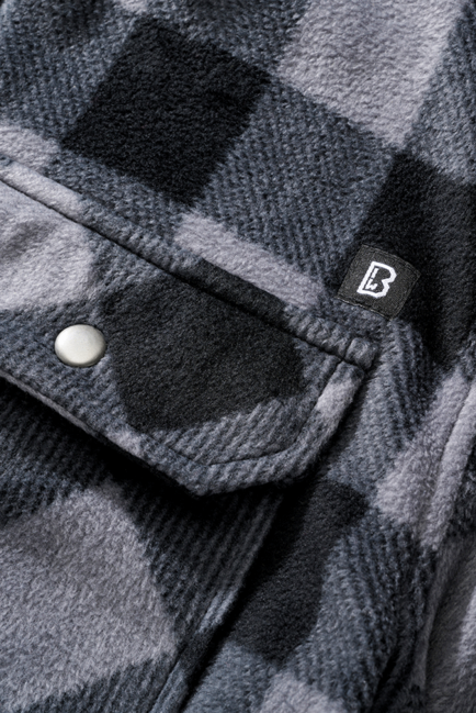 Brandit Jeff Fleece camicia a maniche lunghe, nero/grigio