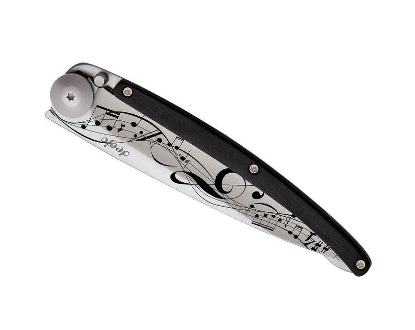 Deejo Tatuaggio coltello di chiusura in legno d'ebano Partizione