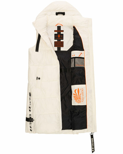 Navahoo Schnuffelchen gilet lungo da donna, bianco sporco