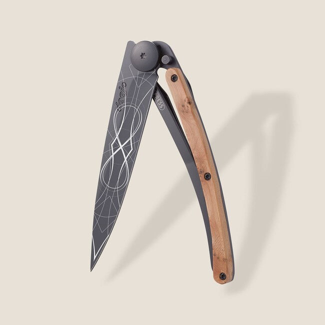 Deejo Tattoo coltello di chiusura infinito nero ginepro esotico