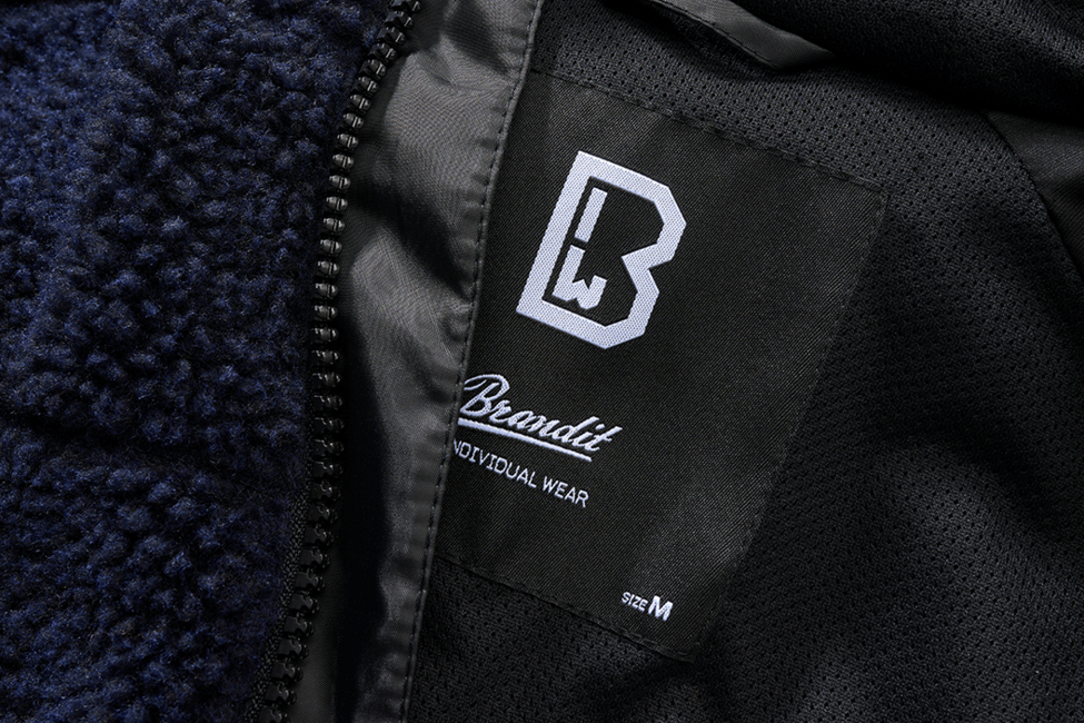 Brandit Teddyfleece Worker giacca in pile con cappuccio, blu navy