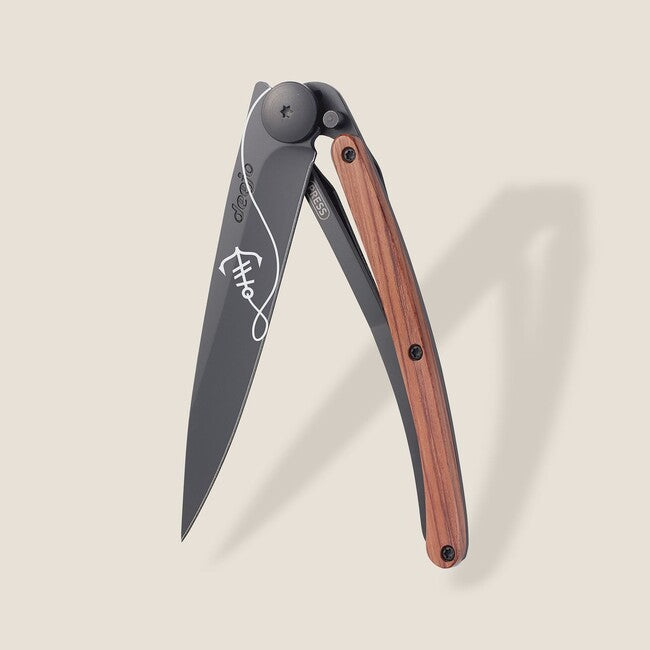 Deejo Ocean Coltello di chiusura, in legno di corallo nero Anchor