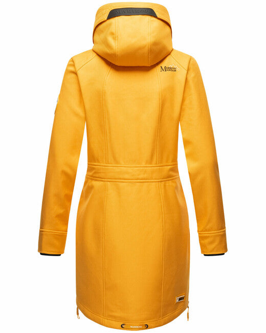 Marikoo Racquelle giacca softshell da donna con cappuccio, gialla ambra