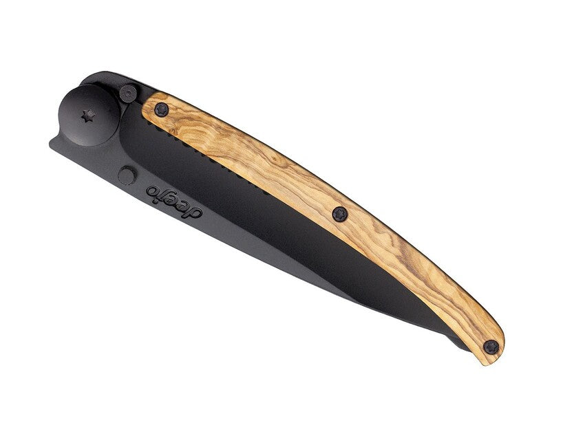 Deejo Serration coltello di chiusura in legno d'ulivo nero