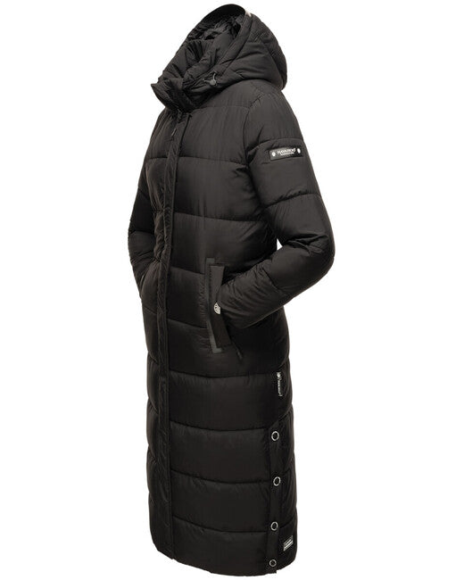 Navahoo Isalie giacca invernale lunga da donna con cappuccio, nera