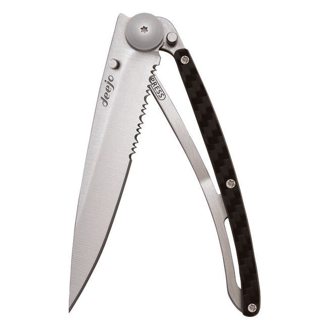 Deejo Serrazione Coltello di chiusura titanio carbonio