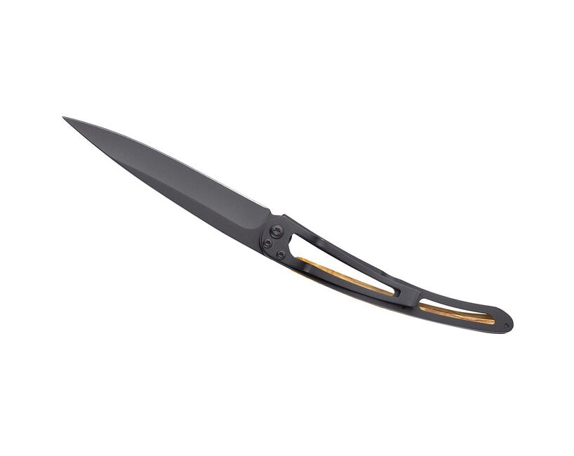 Deejo Tattoo Coltello pieghevole Legno d'oliva nero Fungo