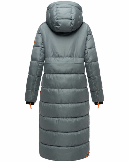 Navahoo Kristallblume giacca invernale lunga da donna con cappuccio, blu tempesta