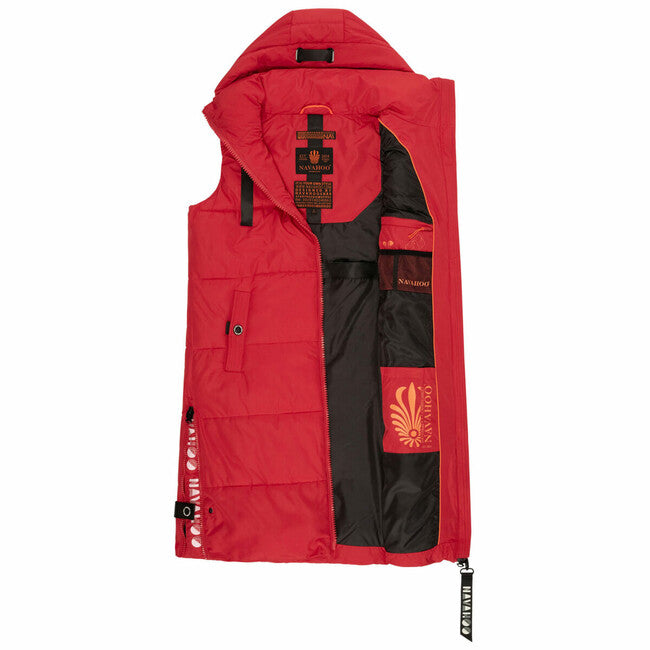 Navahoo Schnuffelchen gilet lungo da donna, rosso salsa