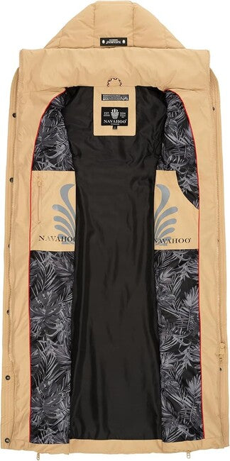 Navahoo Brezelchen gilet lungo da donna, sabbia