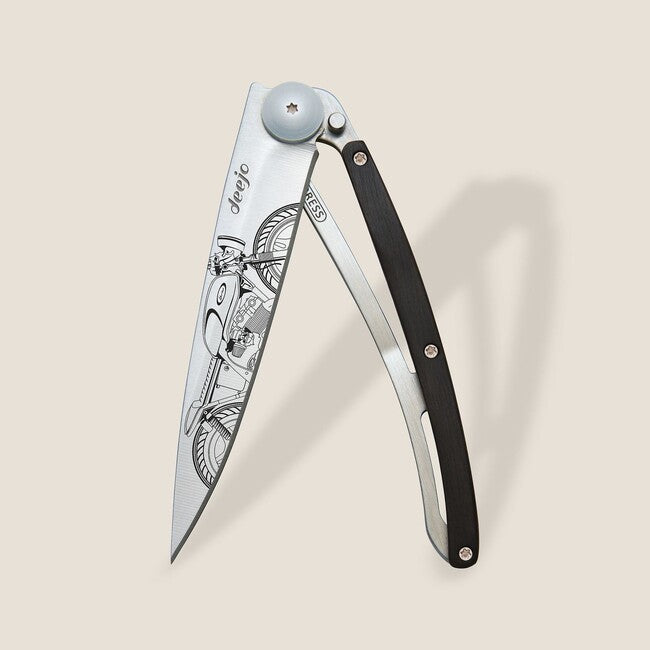Deejo Tattoo coltello di chiusura in legno d'ebano Cafe racer