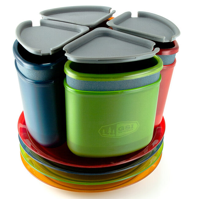 GSI Outdoors Infinity set di utensili da campeggio per 4 persone compact tableset, multicolor