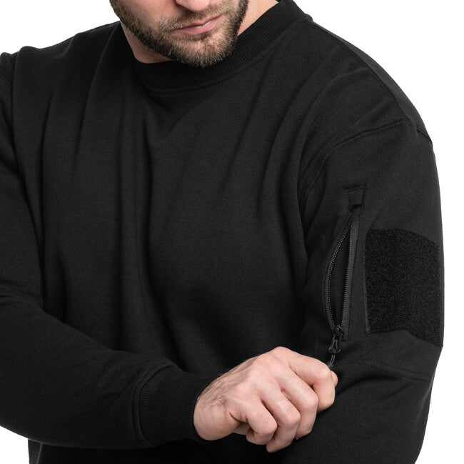 Mil-Tec Tactical mikina s okrúhlym výstrihom, čierna