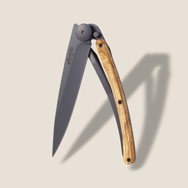 Deejo Coltello di chiusura in legno d'oliva nero
