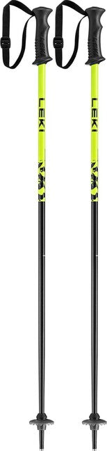 Leki Rider bastoncini da sci per bambini, nero giallo neon bianco