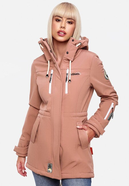 Marikoo Zimtzicke giacca invernale softshell da donna con cappuccio, terracotta