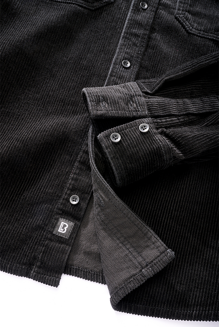 Brandit Corduroy Classic camicia a maniche lunghe, nero