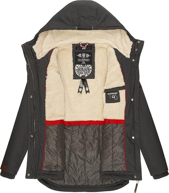Marikoo Bikoo giacca invernale da donna con cappuccio, antracite