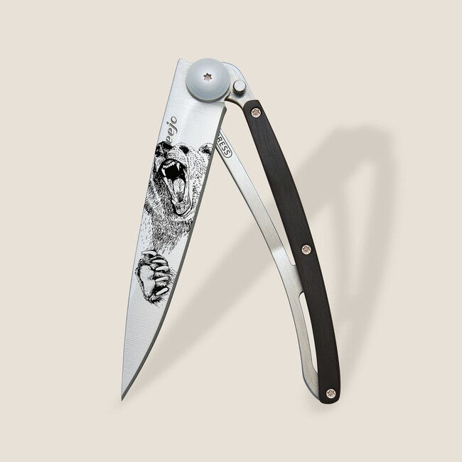 Deejo Tattoo grizzly coltello di chiusura in legno d'ebano