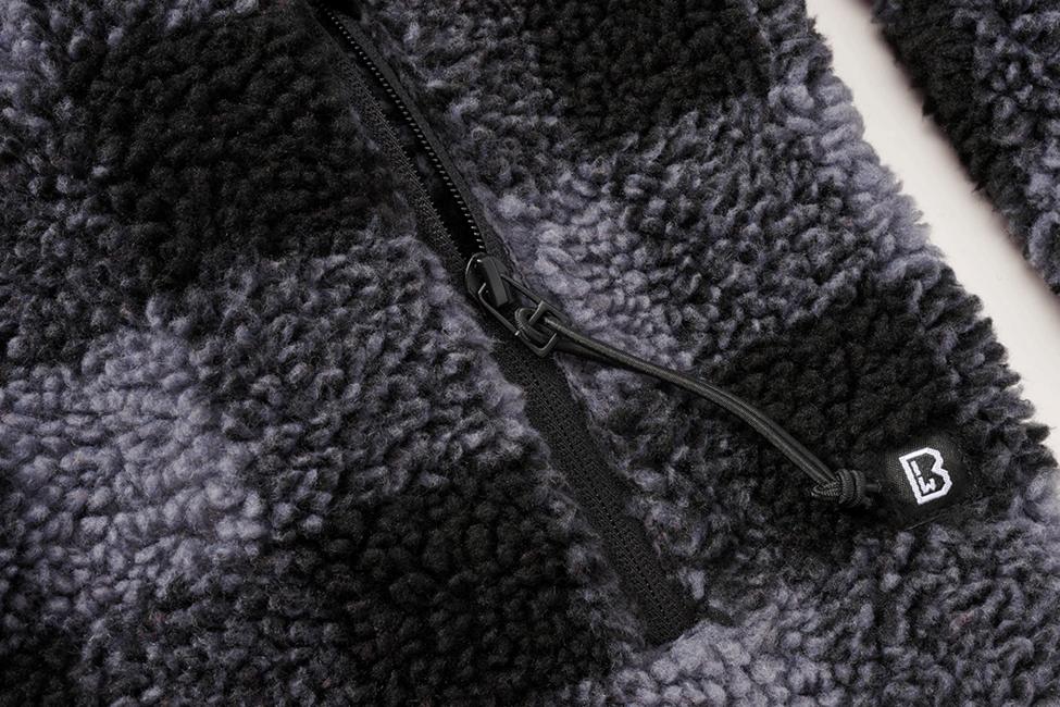 Brandit Teddyfleece Worker giacca in pile, nero/grigio