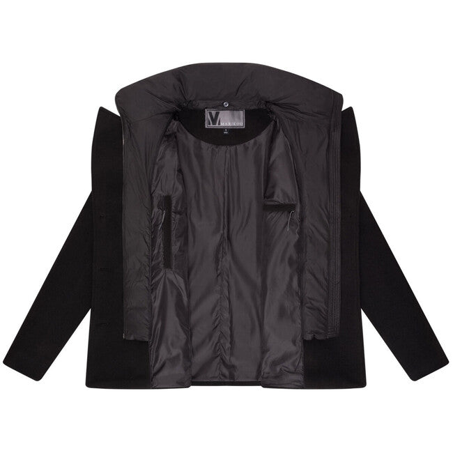 Marikoo Aylaraa cappotto corto da donna con colletto rimovibile, nero