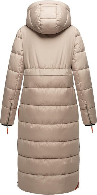 Navahoo Kristallblume giacca invernale lunga da donna con cappuccio, taupe