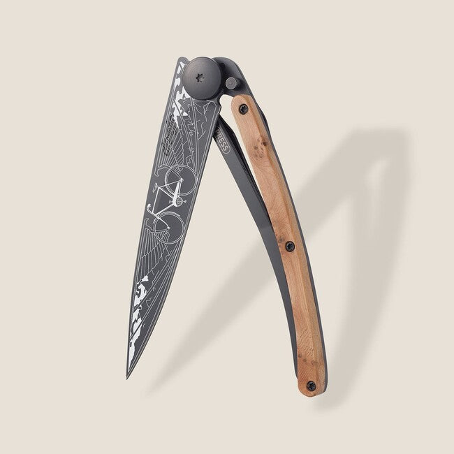 Deejo Bicycle Αναδιπλούμενο Μαχαίρι Black tattoo juniper wood