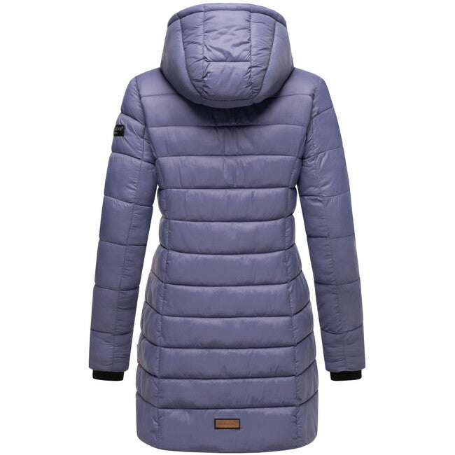 Marikoo Abendsternchen cappotto trapuntato da donna con cappuccio, blu violetto