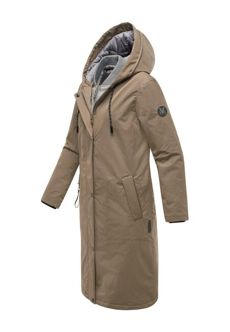 Marikoo Ledalaa parka invernale da donna con cappuccio, marrone pietra