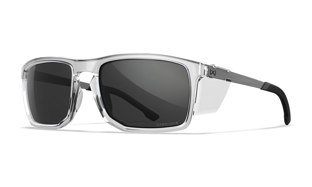 Wiley X Axe Sunglasses, Captivate Grey/Gloss Crystal Clear