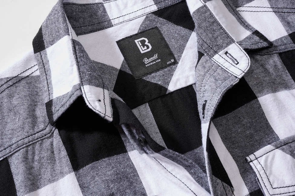Brandit Check camicia a maniche corte, bianco/nero