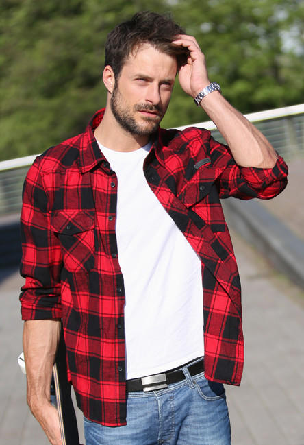 Brandit Checkshirt camicia, rossa e nera
