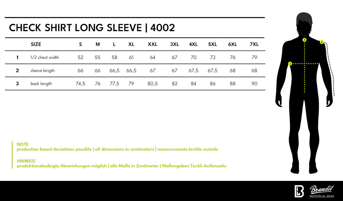 Veľkostná tabuľka Check Shirt Long Sleeve
