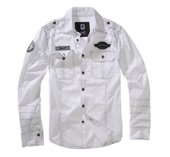 Brandit Luis Vintage camicia a maniche lunghe, bianco