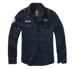 Brandit Luis Vintage camicia a maniche lunghe, blu navy